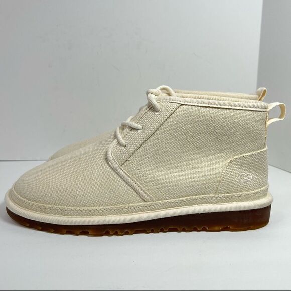 Mens UGG Neumel Natural Lace Up Hemp Canvas Chukka Boots in Natural 9 - Picture 3 of 10